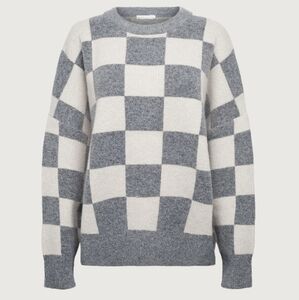 Oak And Fort Charcoal Gray and White Checkered Sweater